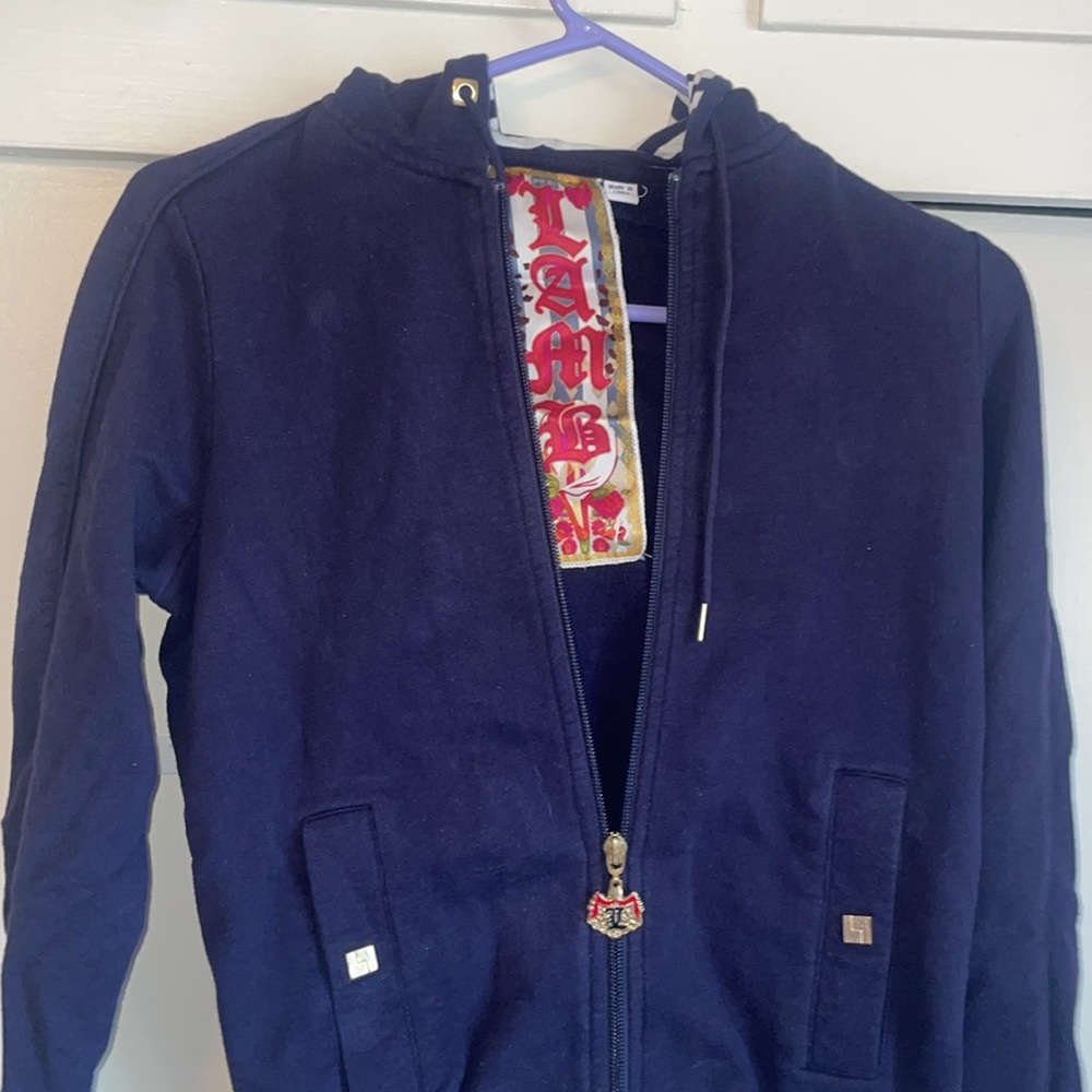L.A.M.B. GWEN STEFANI Paris zip up hoodie sweater size 2 Spring 07 Collection